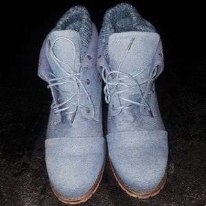Women's denim combat boots